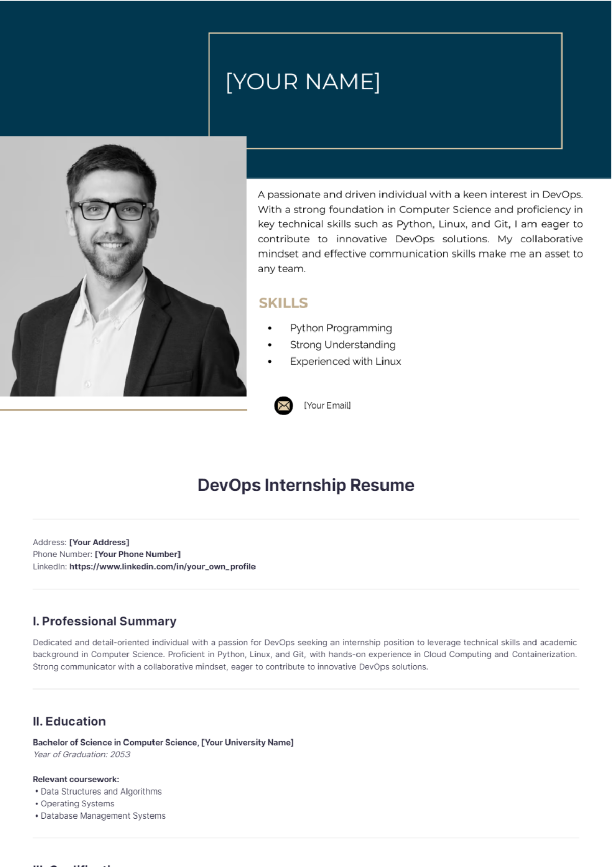 DevOps Internship Resume - Edit Online & Download