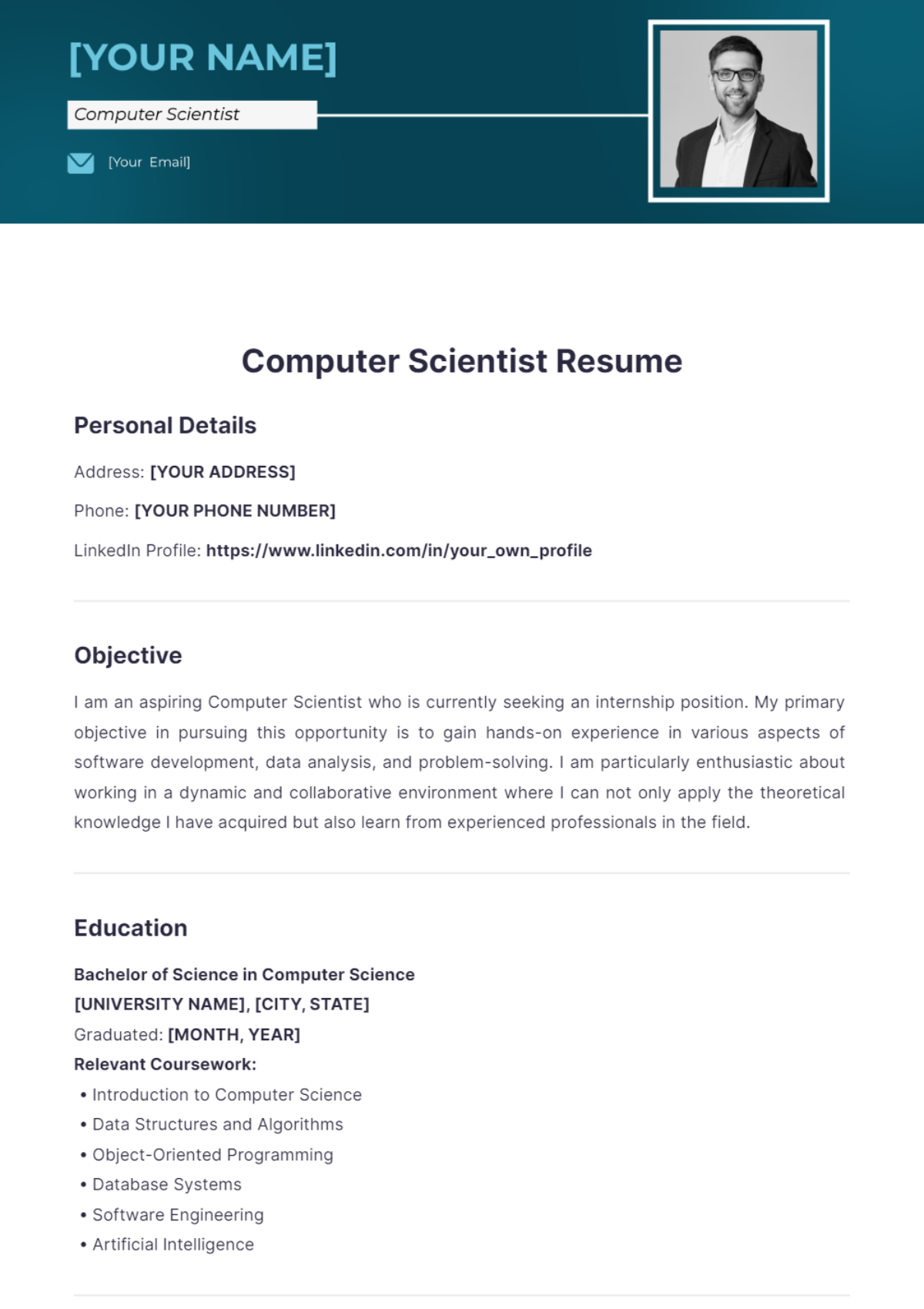 Computer Scientist Resume - Edit Online & Download