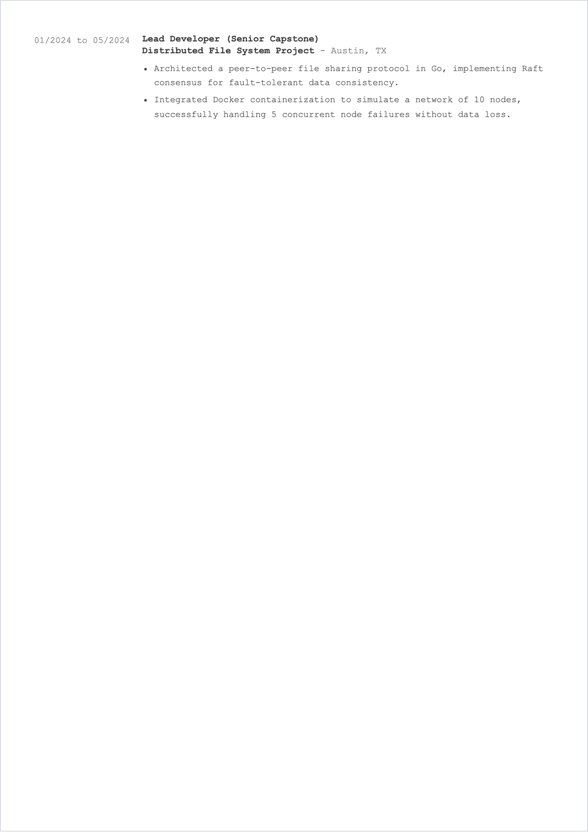 Free Beginner Computer Science ATS Resume Template, AI Resume Builder