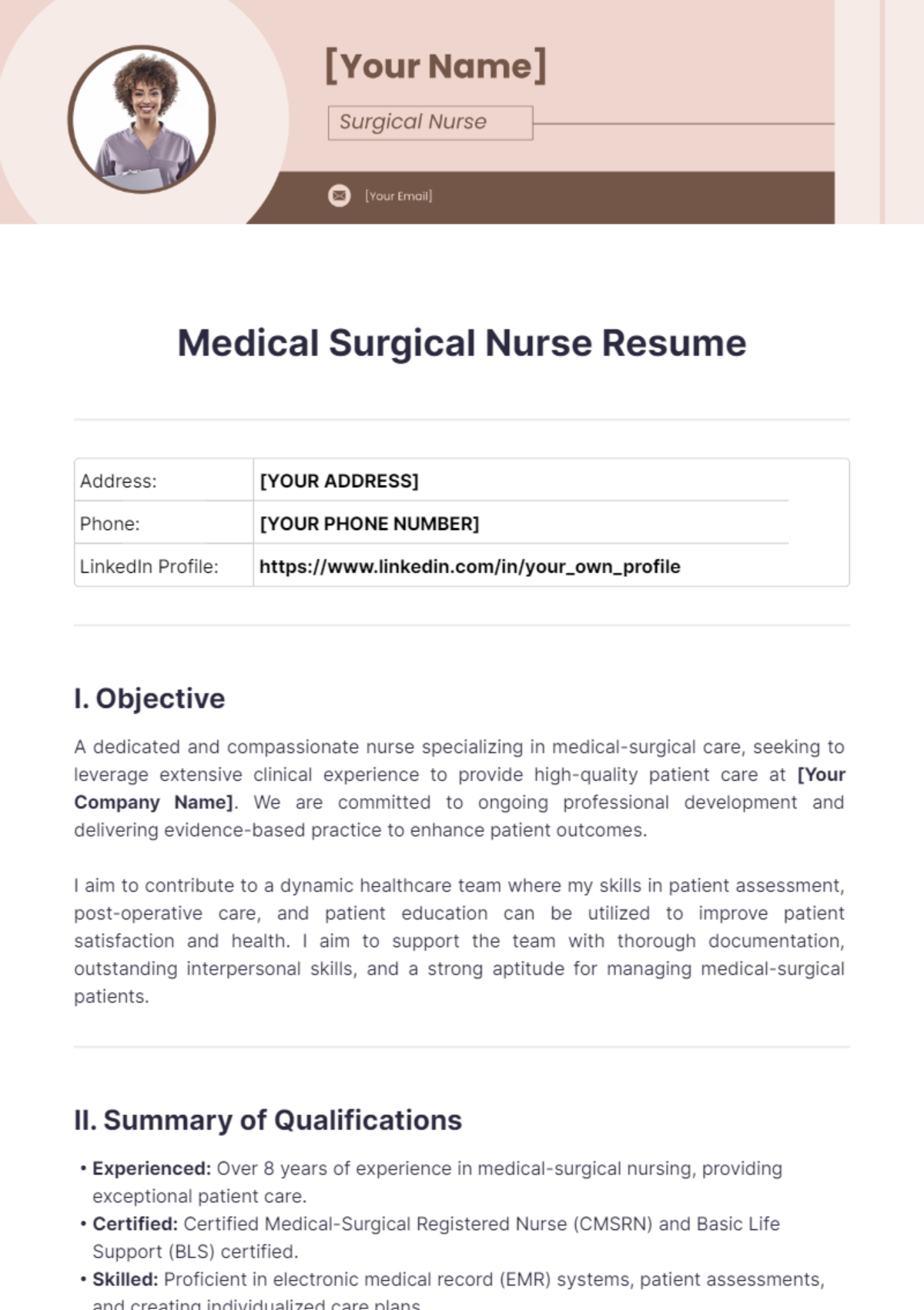 Medical Surgical Nurse Resume - Edit Online & Download