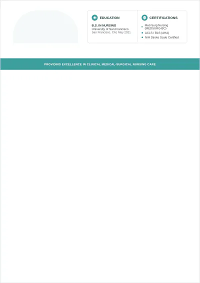 Free Medical Surgical Nurse ATS Resume Template, AI Resume Builder
