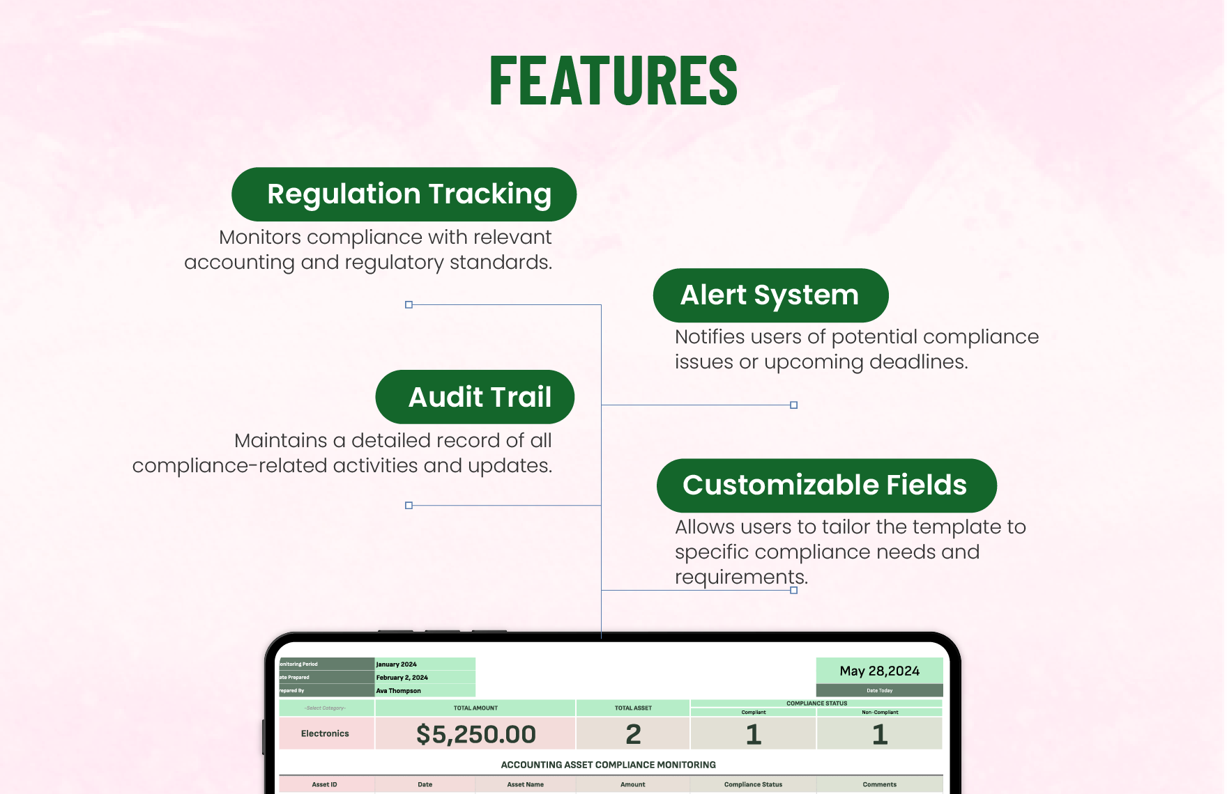 Accounting Asset Compliance Monitoring Template