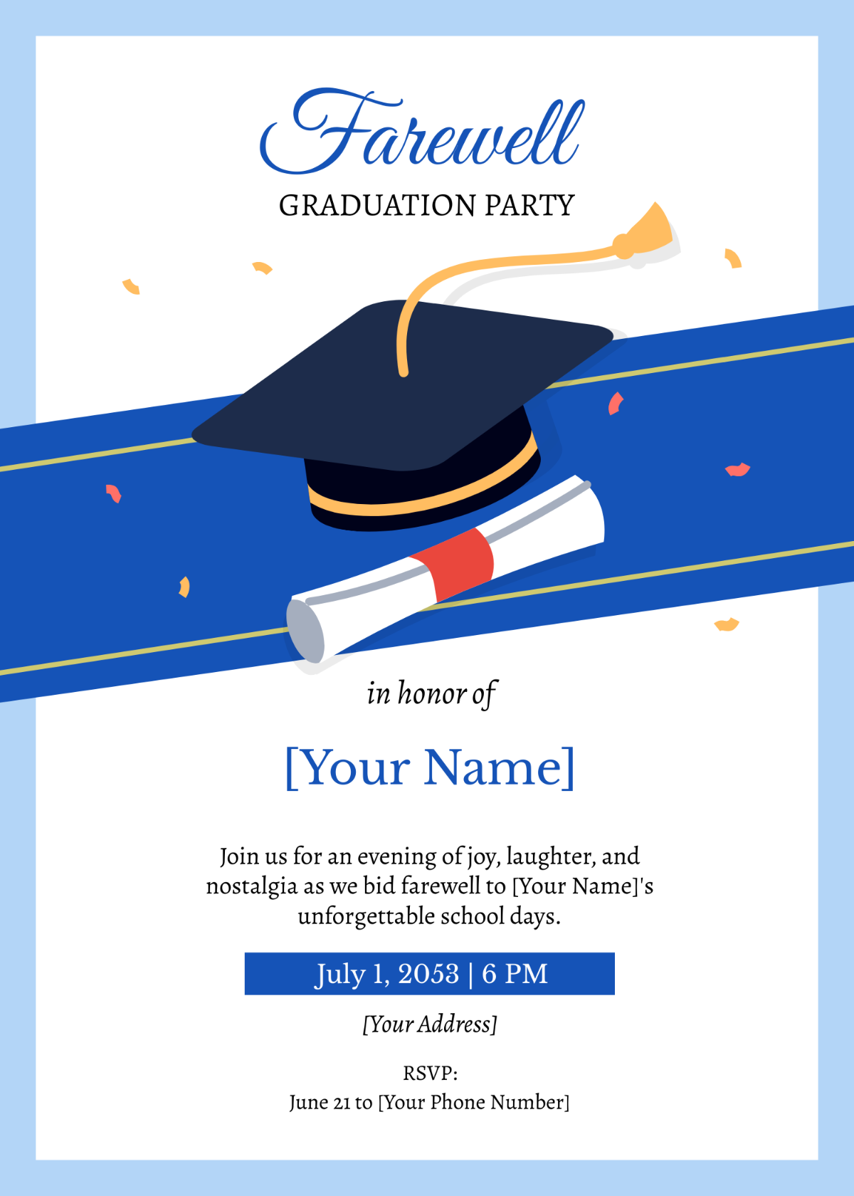 Farewell Graduation Party Invitation Template