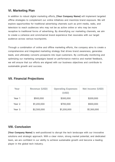 Free Simple Startup Business Plan Template to Edit Online