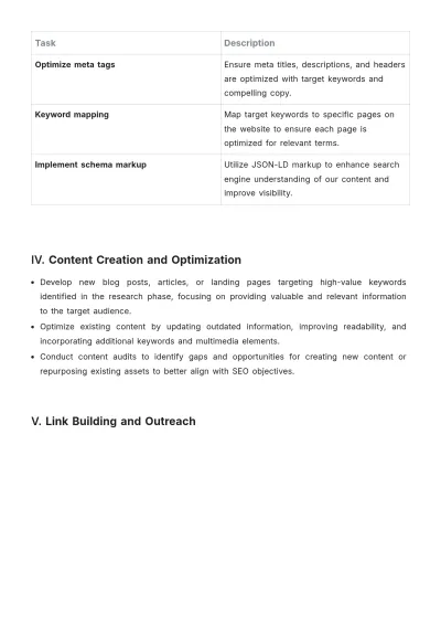 Free Monthly SEO Plan Template to Edit Online