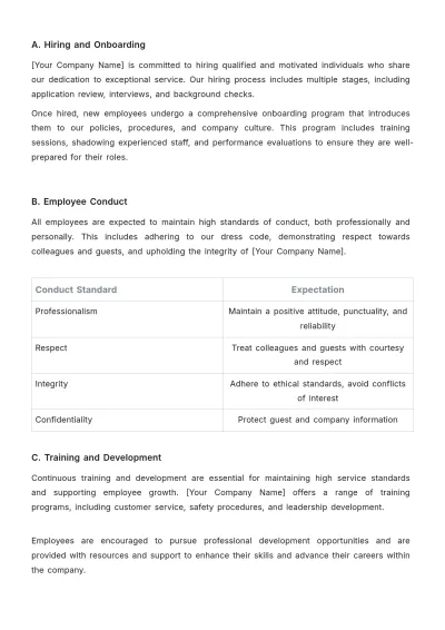 Free Hotel Policy and Procedure Template to Edit Online