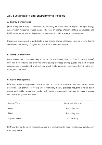 Free Hotel Policy and Procedure Template to Edit Online