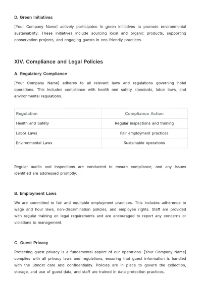 Free Hotel Policy and Procedure Template to Edit Online