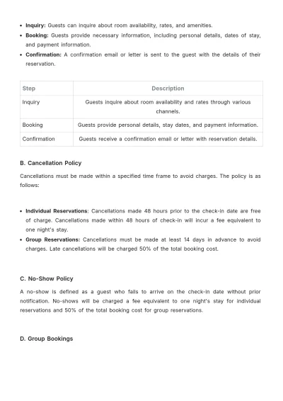 Free Hotel Policy and Procedure Template to Edit Online