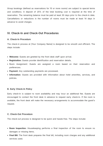 Free Hotel Policy and Procedure Template to Edit Online