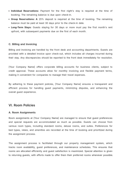 Free Hotel Policy and Procedure Template to Edit Online
