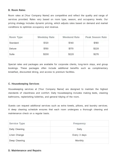 Free Hotel Policy and Procedure Template to Edit Online