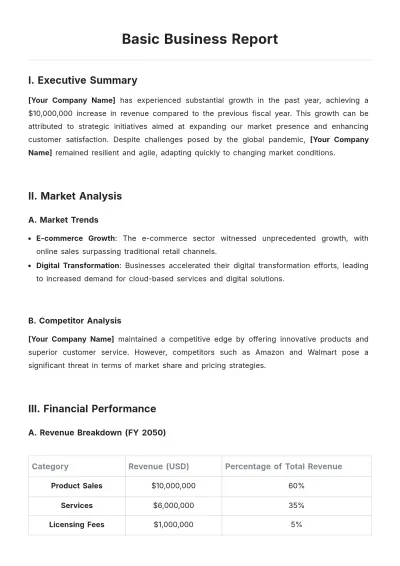 Free Basic Business Report Template to Edit Online