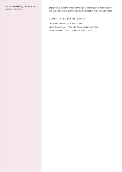 Free Marketing College Student ATS Resume Template, AI Resume Builder