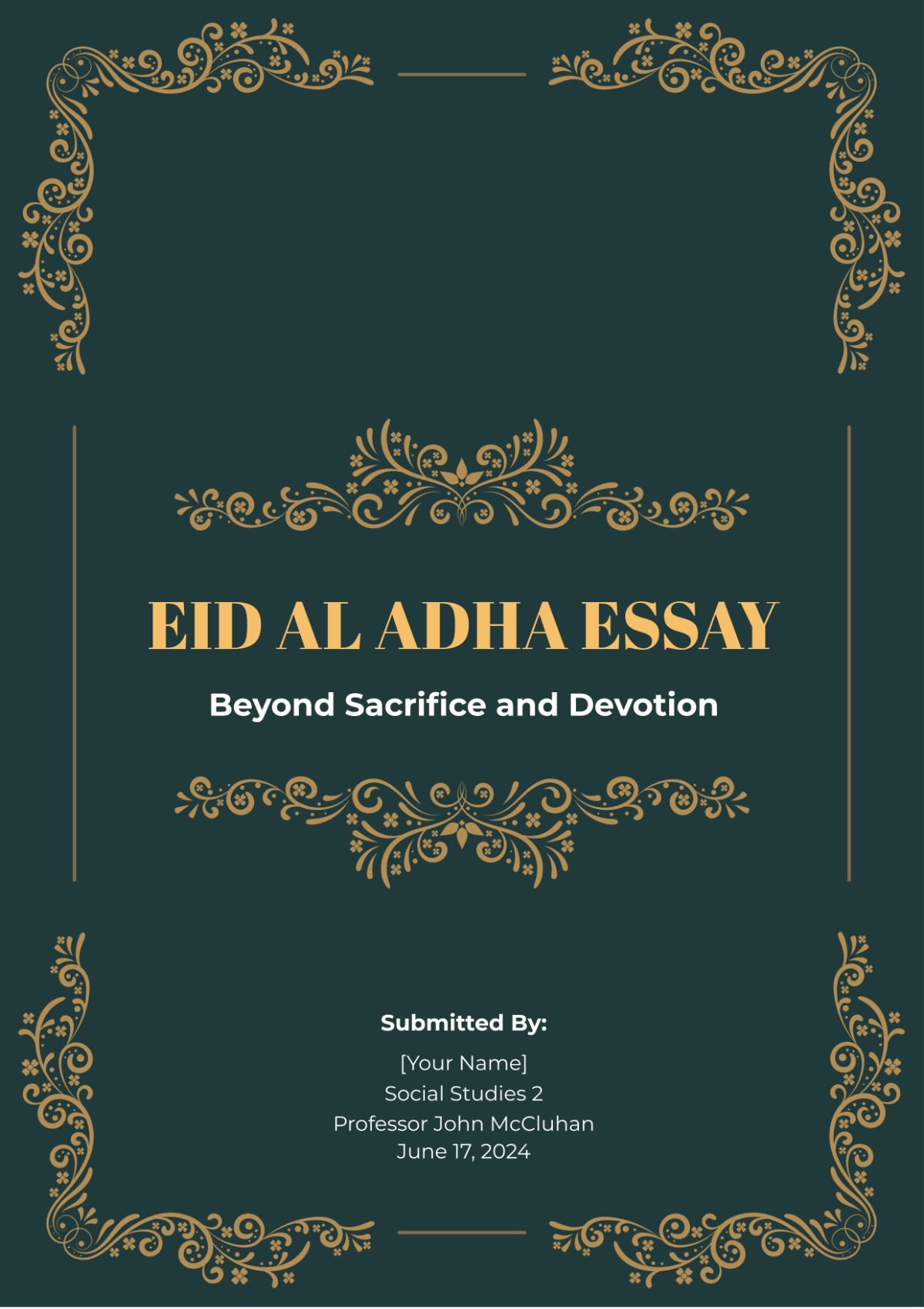 Eid Al Adha Essay Template - Edit Online & Download