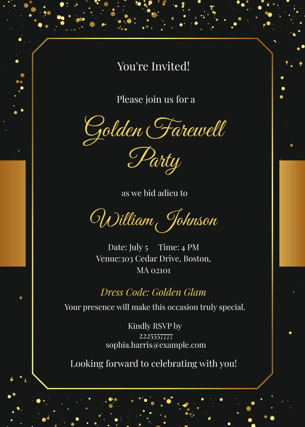Golden Farewell Party Invitation