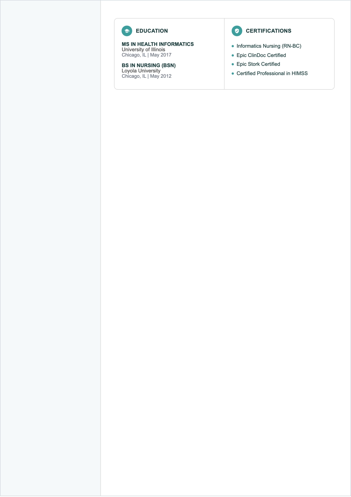 Free Electronic Health Records (EHR) Nurse ATS Resume Template
