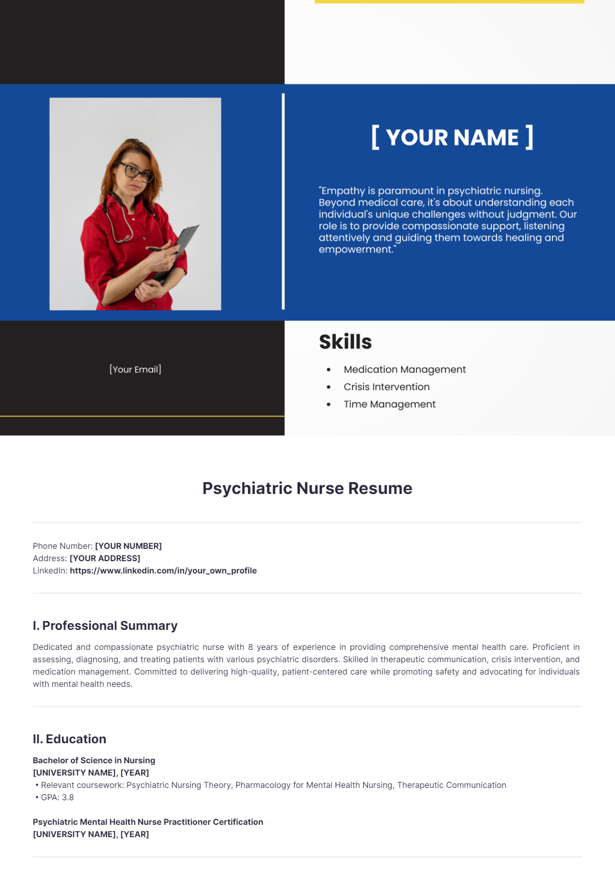 Psychiatric Nurse Resume - Edit Online & Download