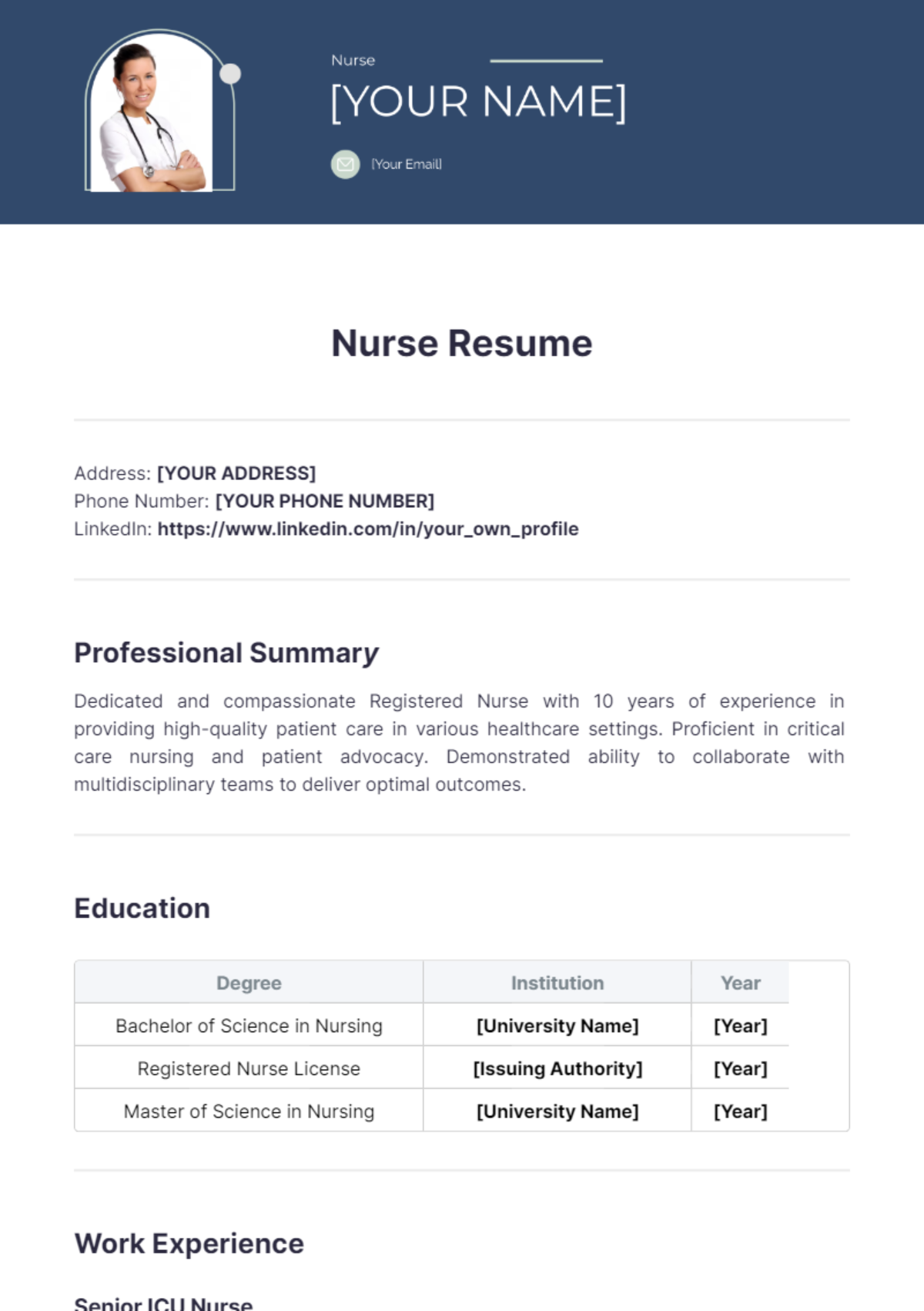 Nurse Resume - Edit Online & Download