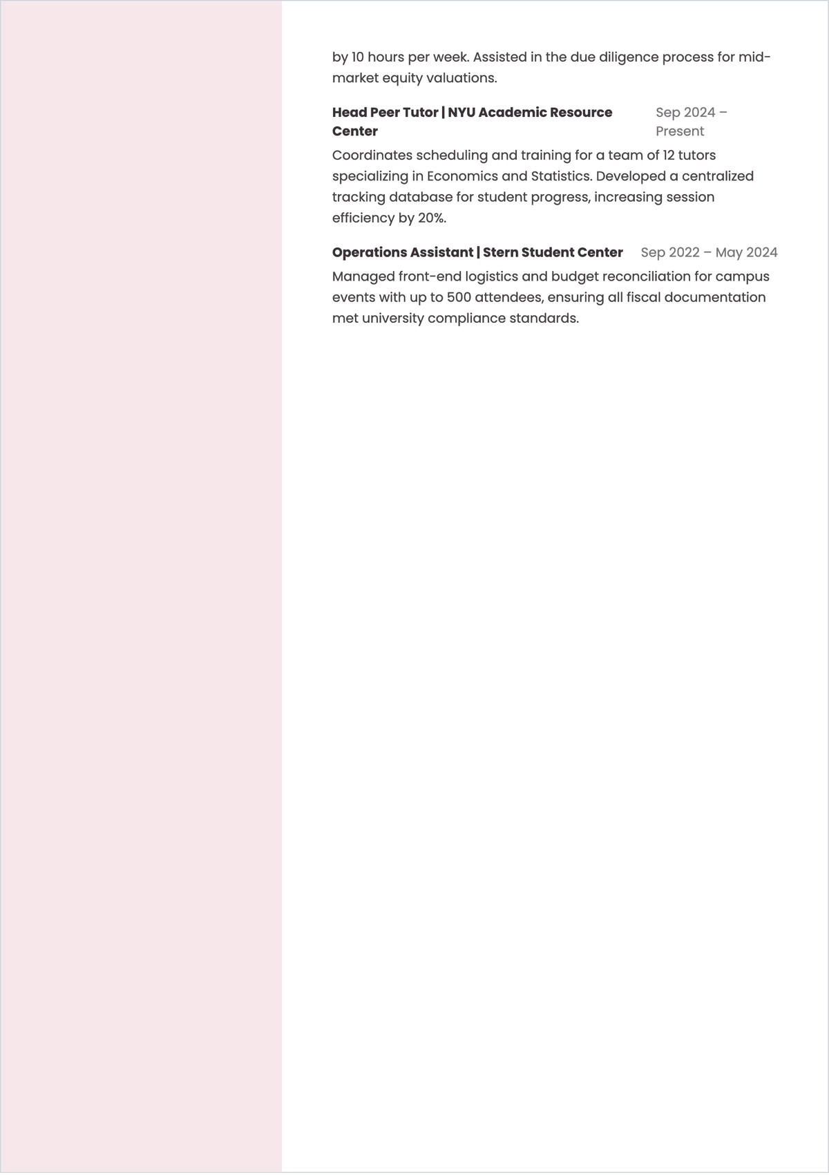 Free Entry-Level ATS Resume for College Students Template
