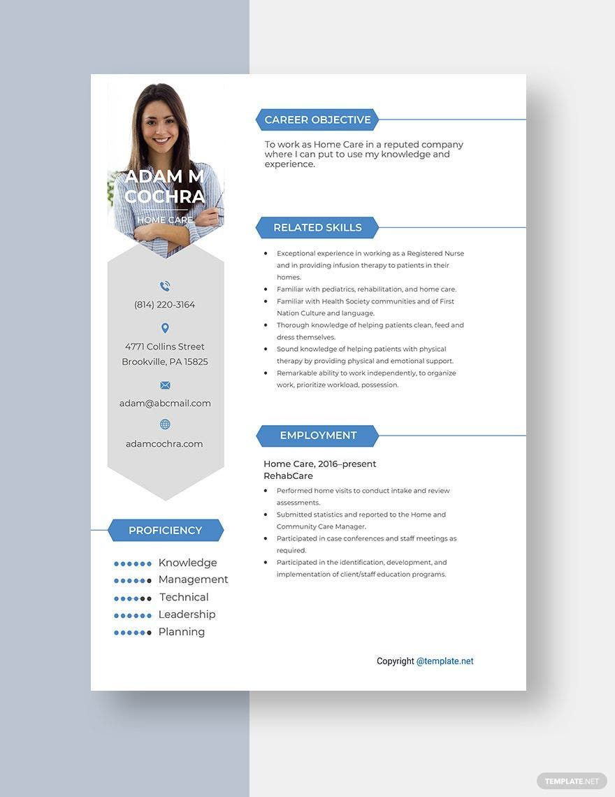 Free Home Care Resume Template