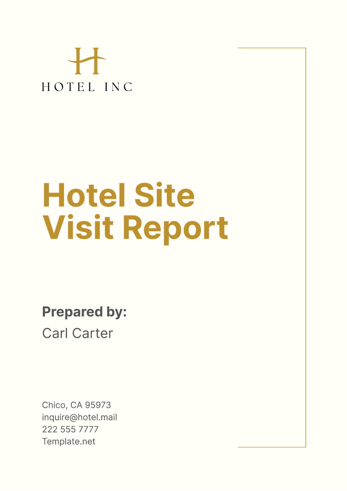 Hotel Site Visit Report Template - Edit Online & Download