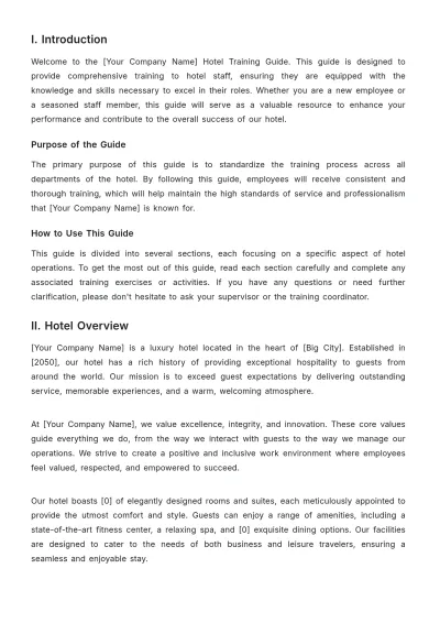 Free Hotel Training Guide Template to Edit Online
