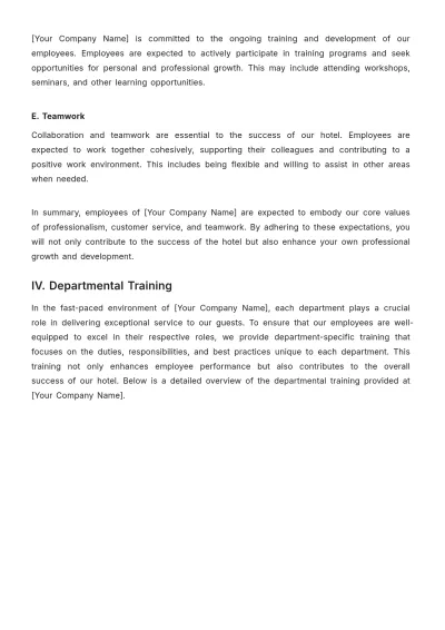 Free Hotel Training Guide Template to Edit Online