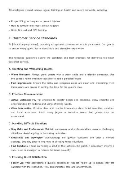 Free Hotel Training Guide Template to Edit Online