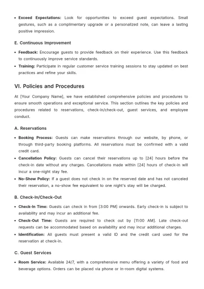 Free Hotel Training Guide Template to Edit Online