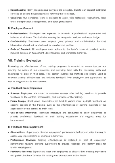 Free Hotel Training Guide Template to Edit Online