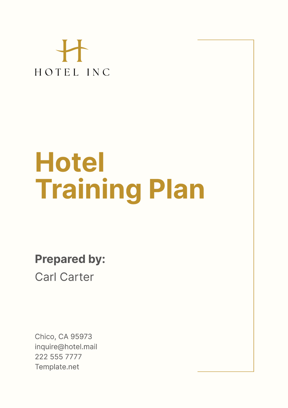 Free Hotel Training Plan Template