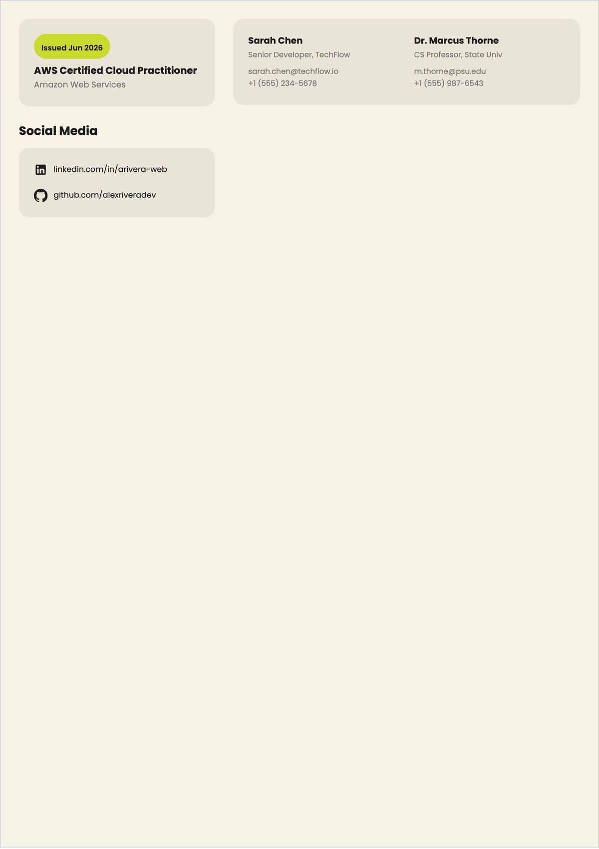Free Web Developer Fresher ATS Resume Template, AI Resume Builder