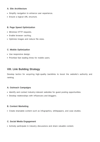 Free SEO Plan Template to Edit Online