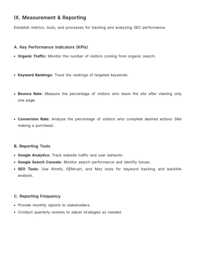Free SEO Plan Template to Edit Online