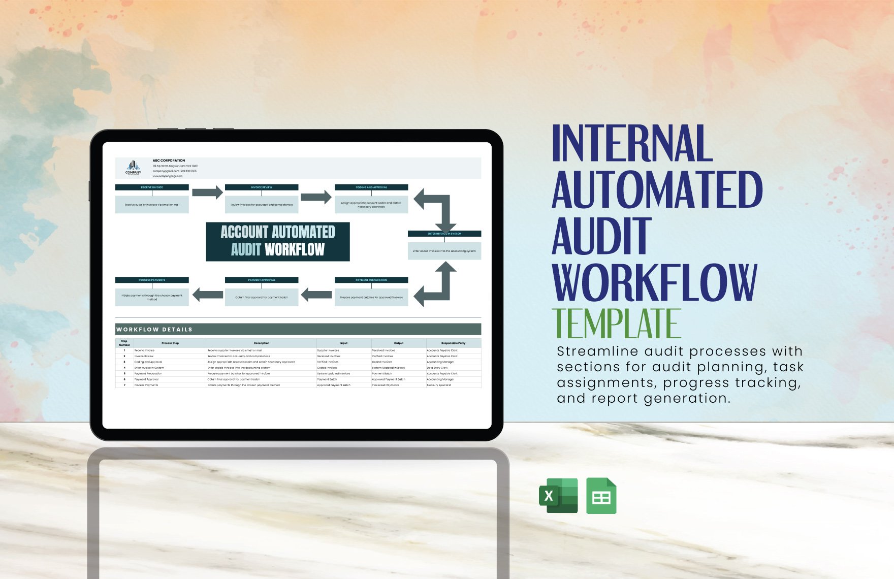 Internal Automated Audit Workflow Template in Excel, Google Sheets