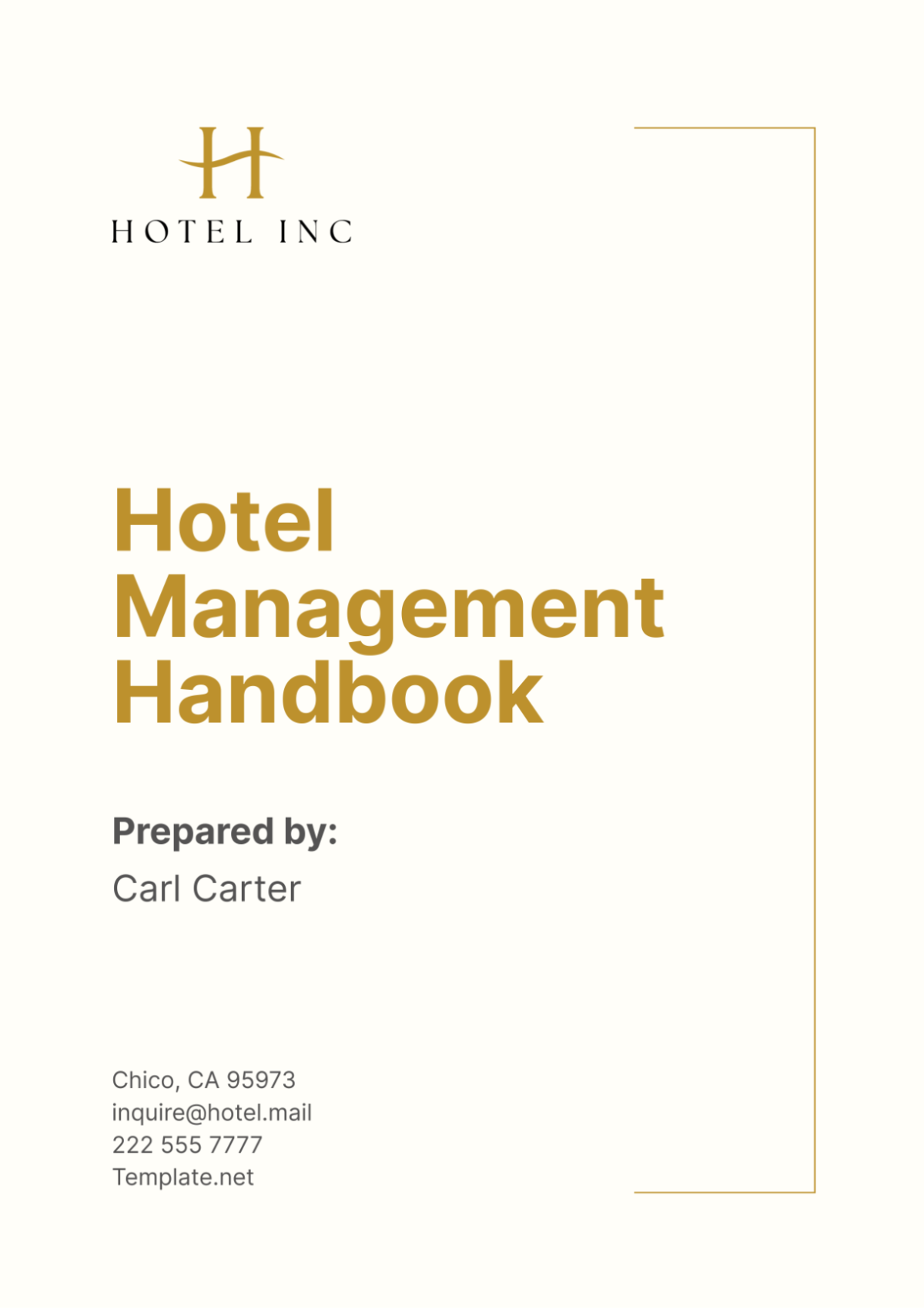 Hotel Management Handbook Template - Edit Online & Download