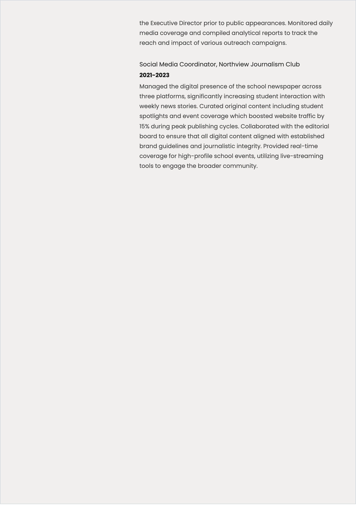 Free Public Relations Internship ATS Resume Layout Template