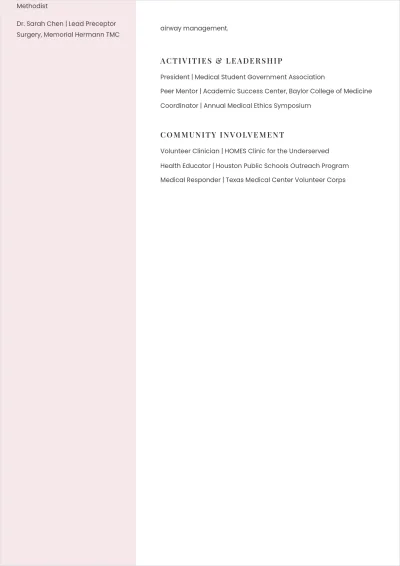 Free Medical Internship ATS Resume Template, AI Resume Builder