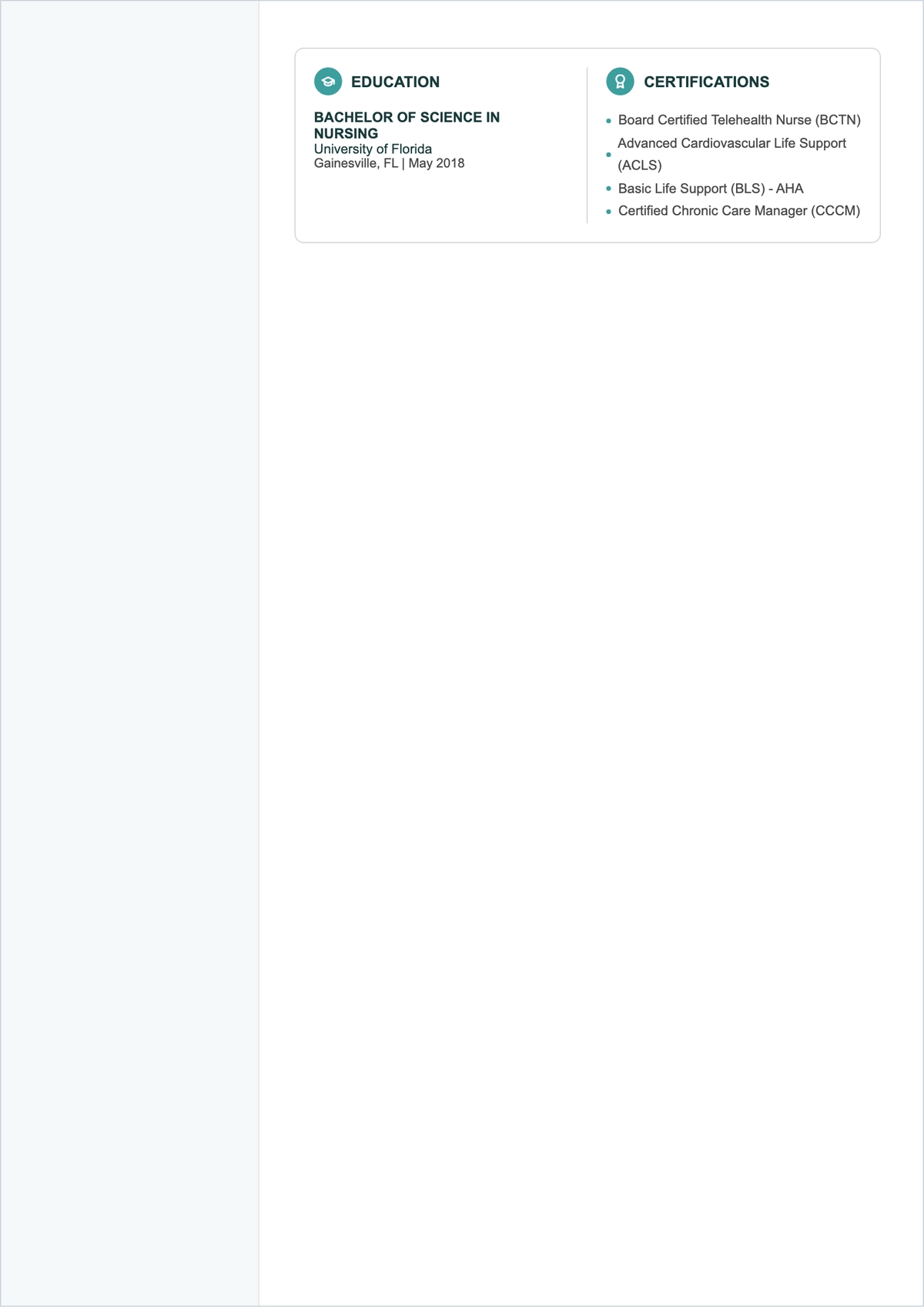 Free Telehealth Nurse ATS Resume Template, AI Resume Builder
