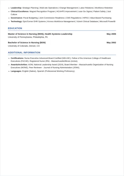 Free Chief Nursing Officer ATS Resume Template, AI Resume Builder
