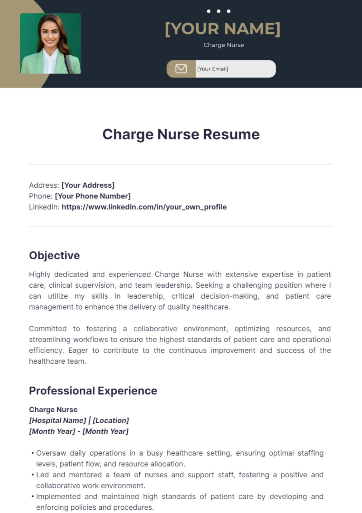 Charge Nurse Resume - Edit Online & Download