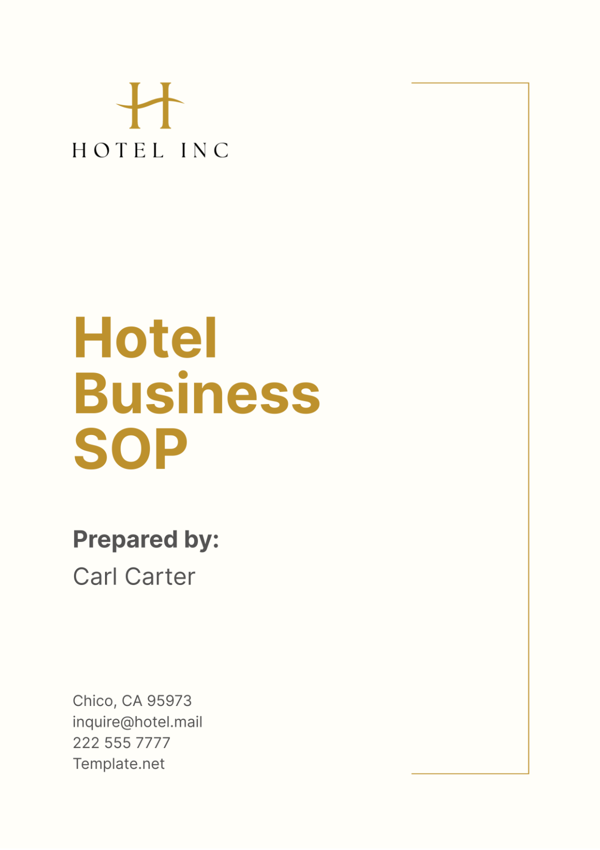 Hotel Business SOP Template - Edit Online & Download