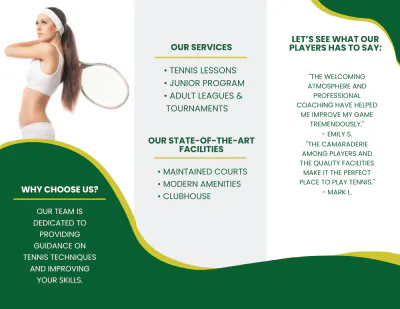 Free Tennis Brochure Template to Edit Online