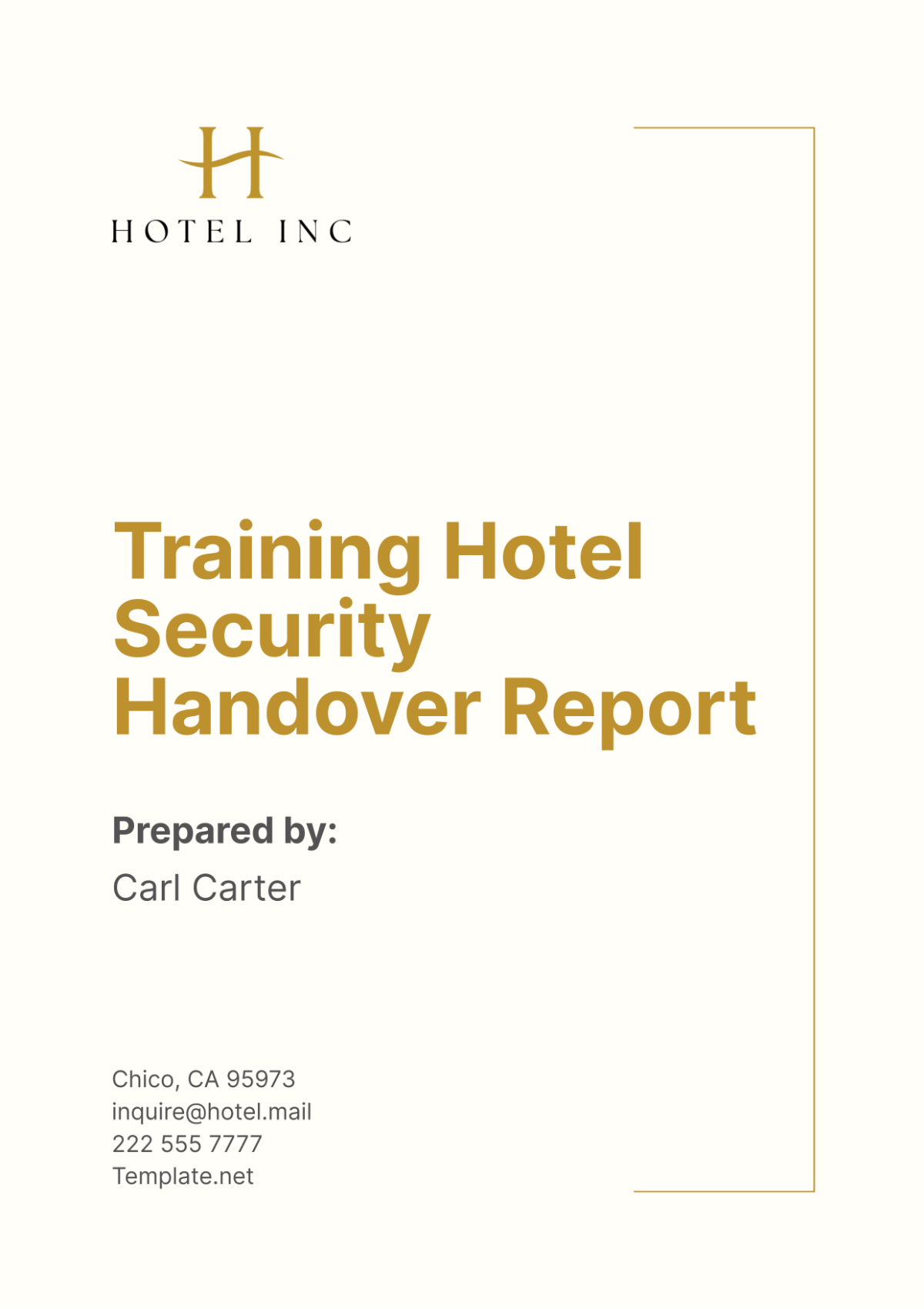 Training Hotel Security Handover Report Template - Edit Online & Download