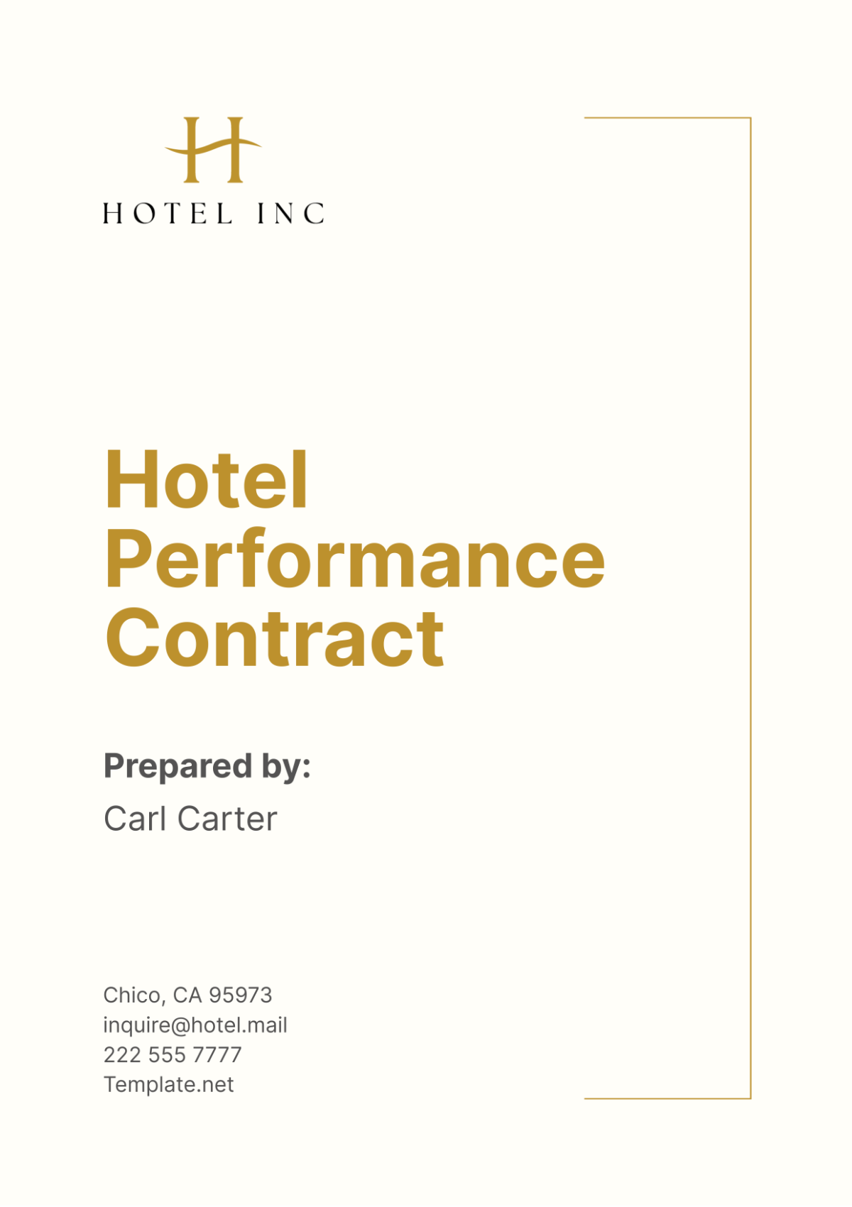 Hotel Performance Contract Template - Edit Online & Download