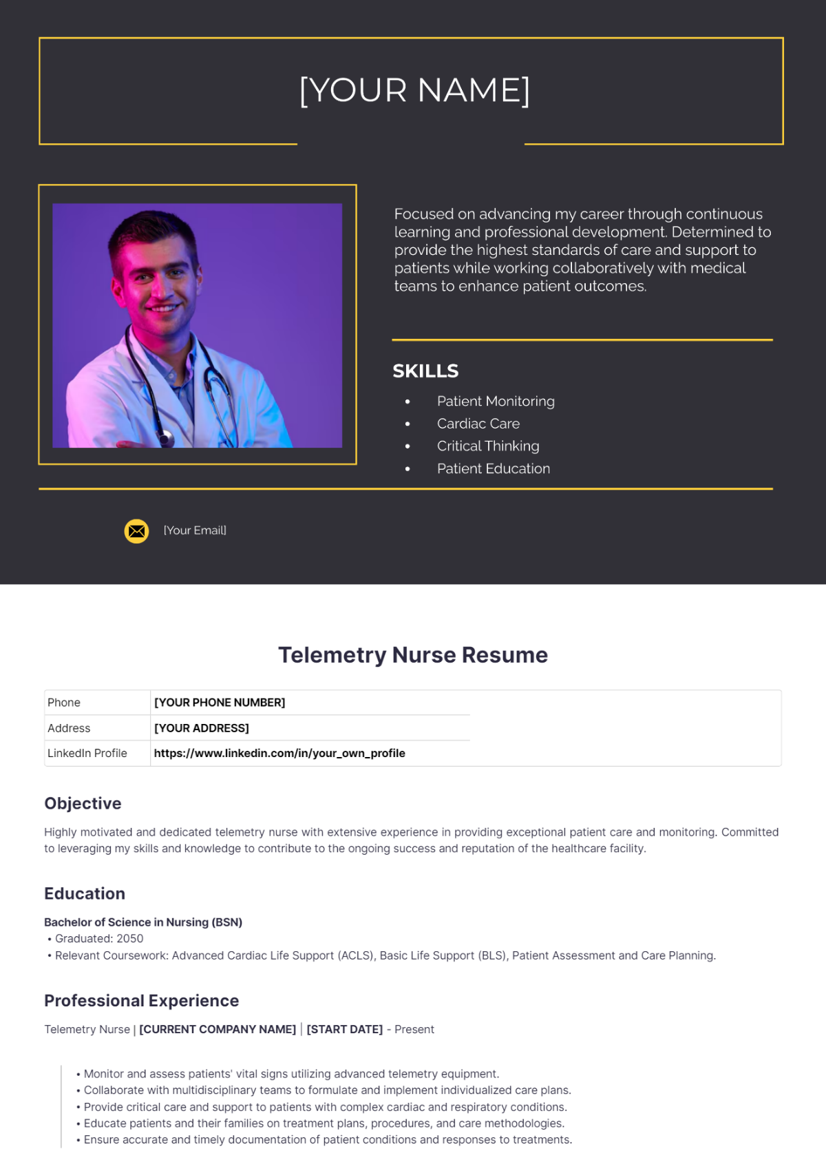 Telemetry Nurse Resume - Edit Online & Download