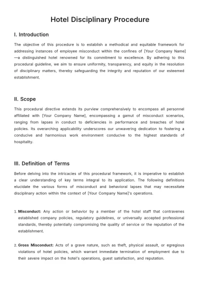 Free Hotel Disciplinary Procedure Template to Edit Online