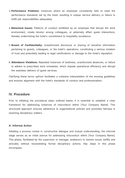 Free Hotel Disciplinary Procedure Template to Edit Online
