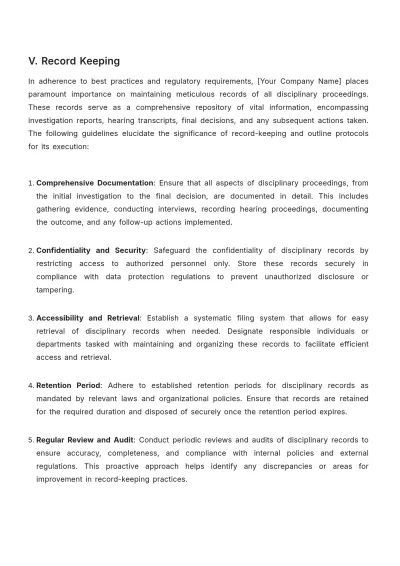 Free Hotel Disciplinary Procedure Template to Edit Online